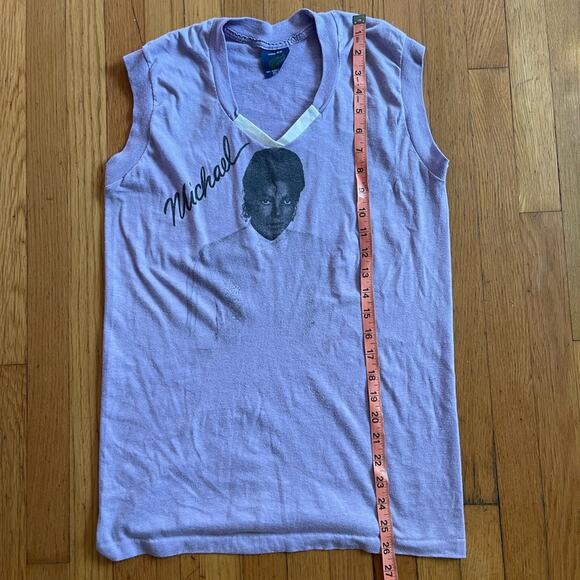 80s Vintage Michael Jackson Purple Single Stitch Muscle T Shirt - Picture 7 of 9